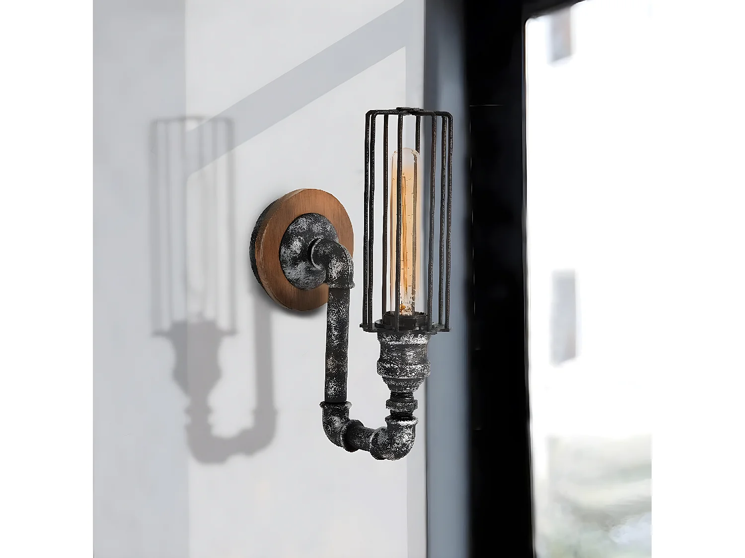 Lampa ścienna Brescia, Czarny, 12x21x32 cm, EPIKASA