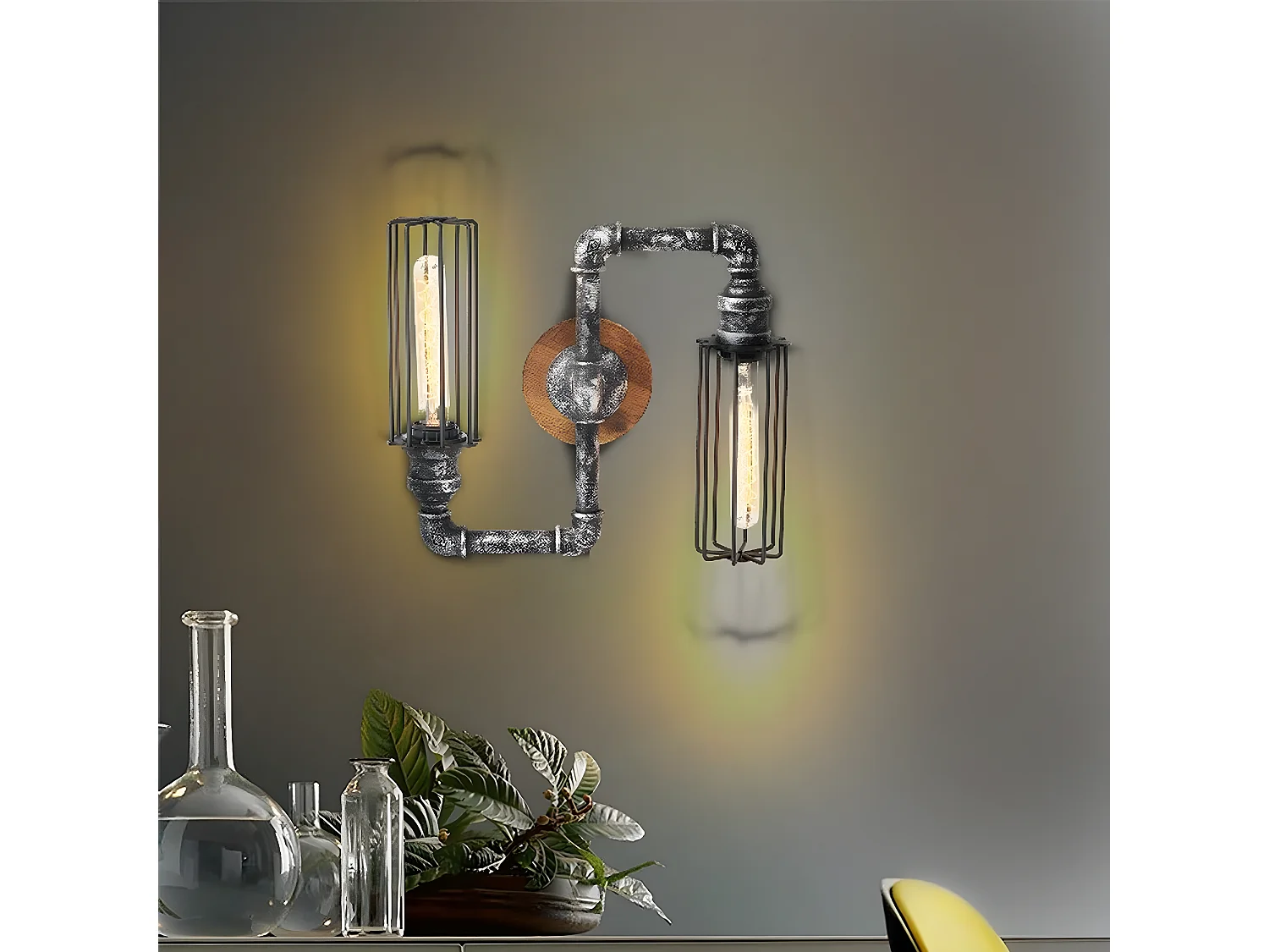 Applique Brescia, Noir, 34x12x30 cm, EPIKASA