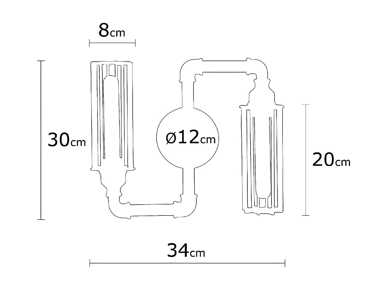 Applique Brescia, Noir, 34x12x30 cm, EPIKASA