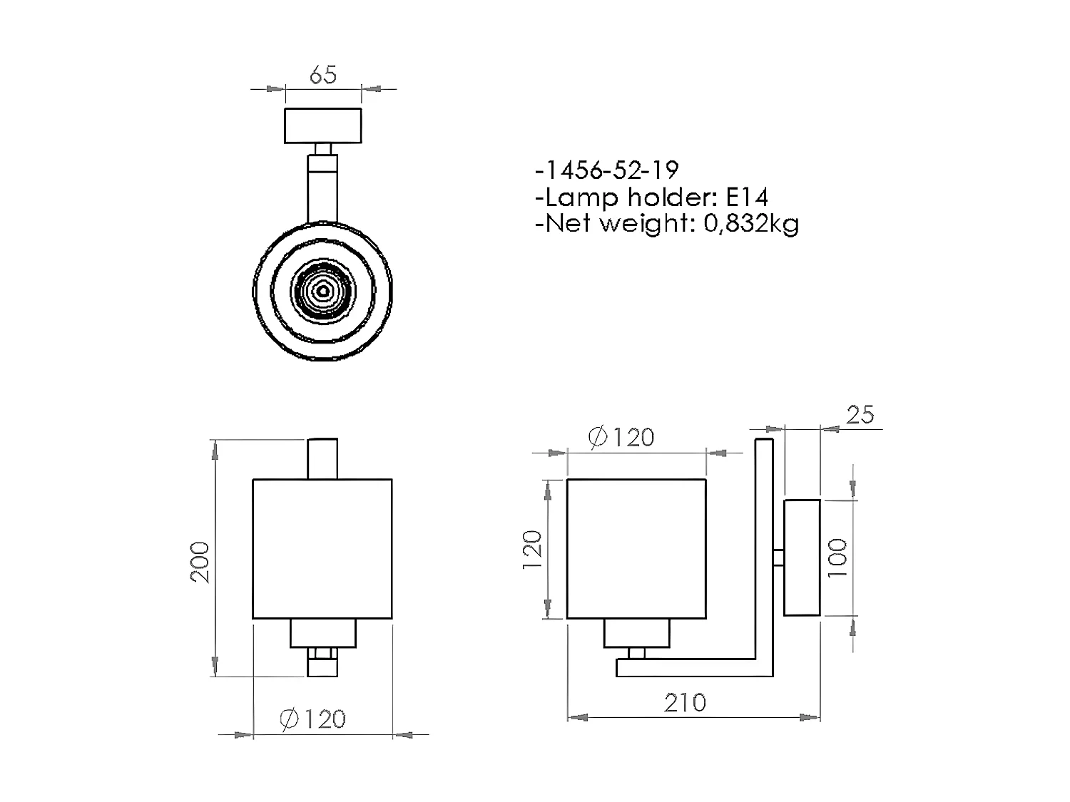 Candeeiro de Parede Verona, Ouro, 12x21x20 cm, EPIKASA