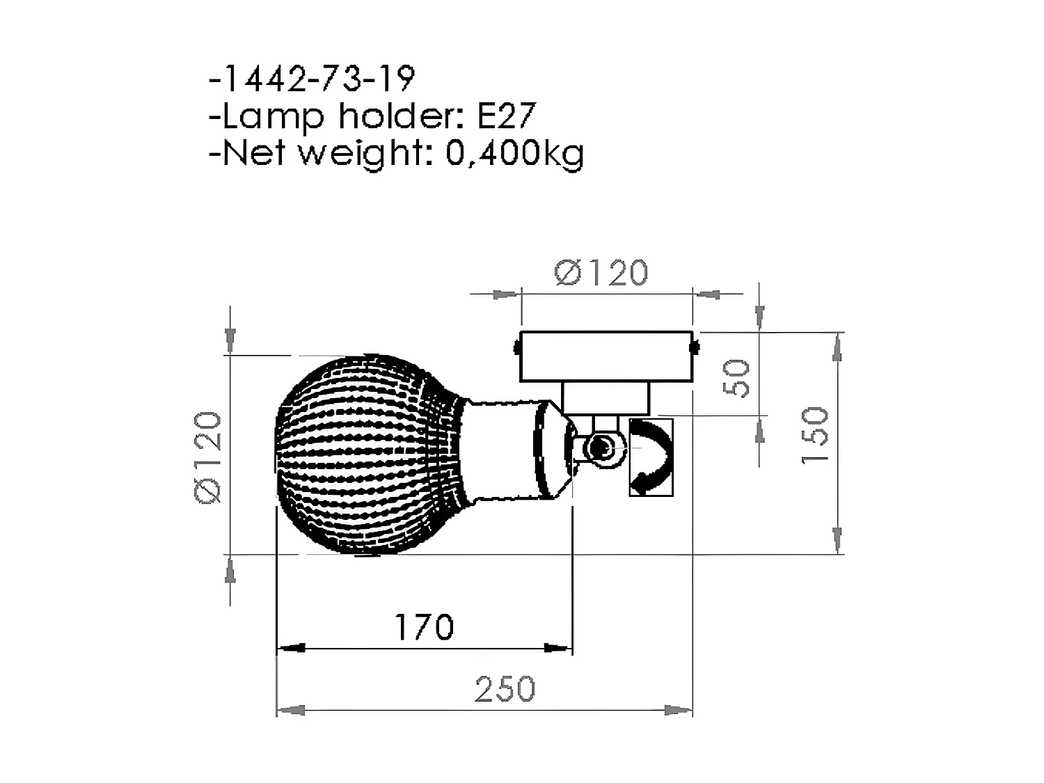 Spot d'Intérieur Piacenza, Noir, 15x12x25 cm, EPIKASA