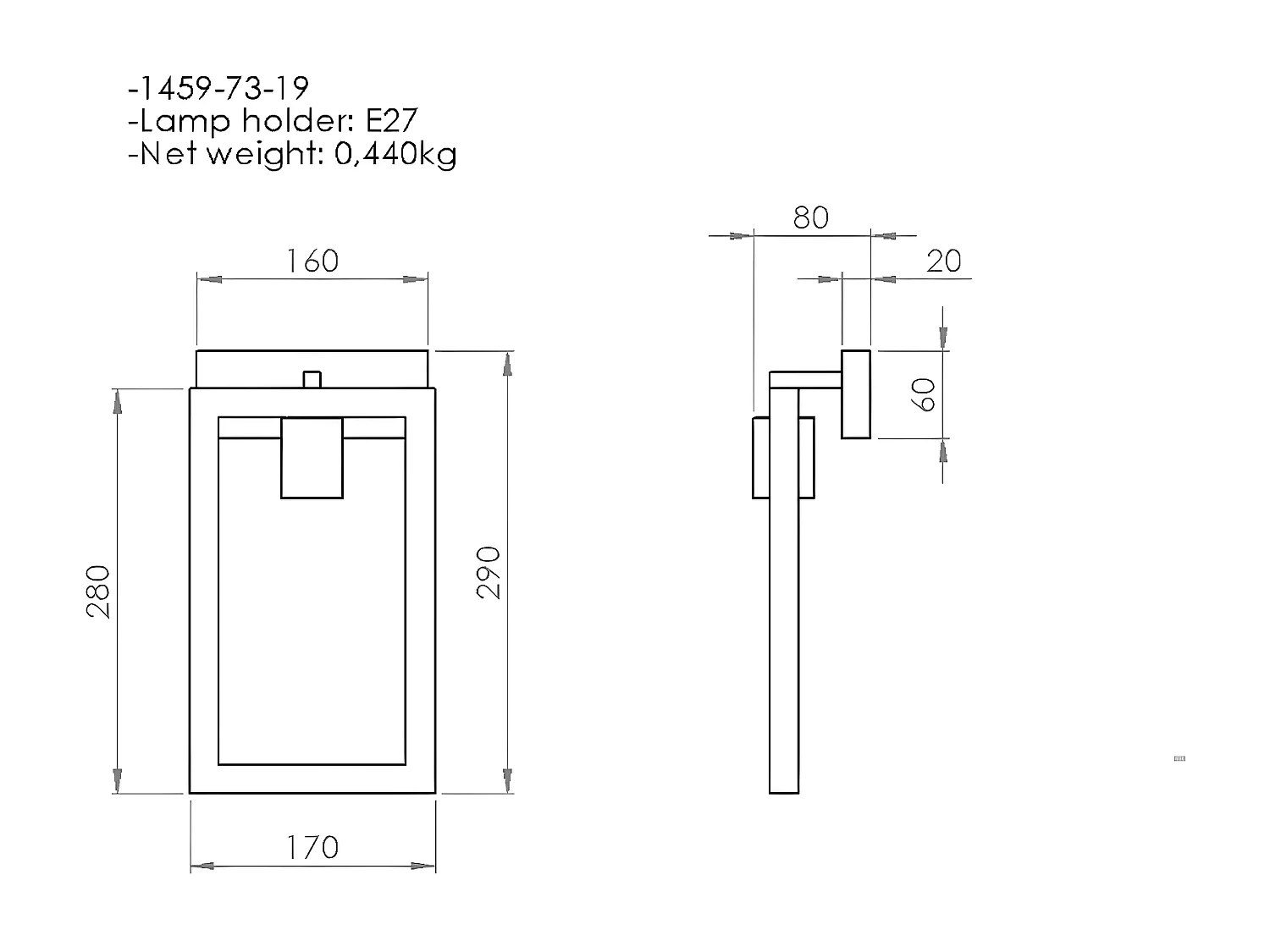 Applique Como, Bois, 17x8x29 cm, EPIKASA