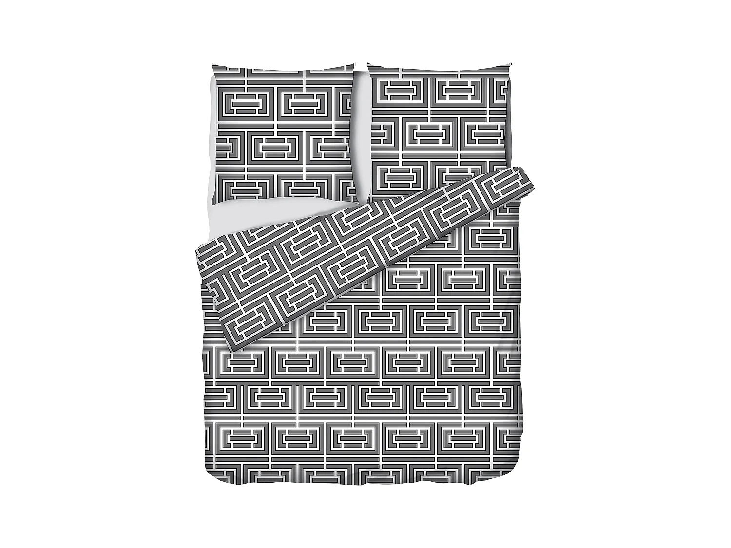 Set lenzuola in raso 80 fili/cm² - Copripiumino 240 x 260 cm + 2 federe 63 x 63 cm - Grigio - BURBY