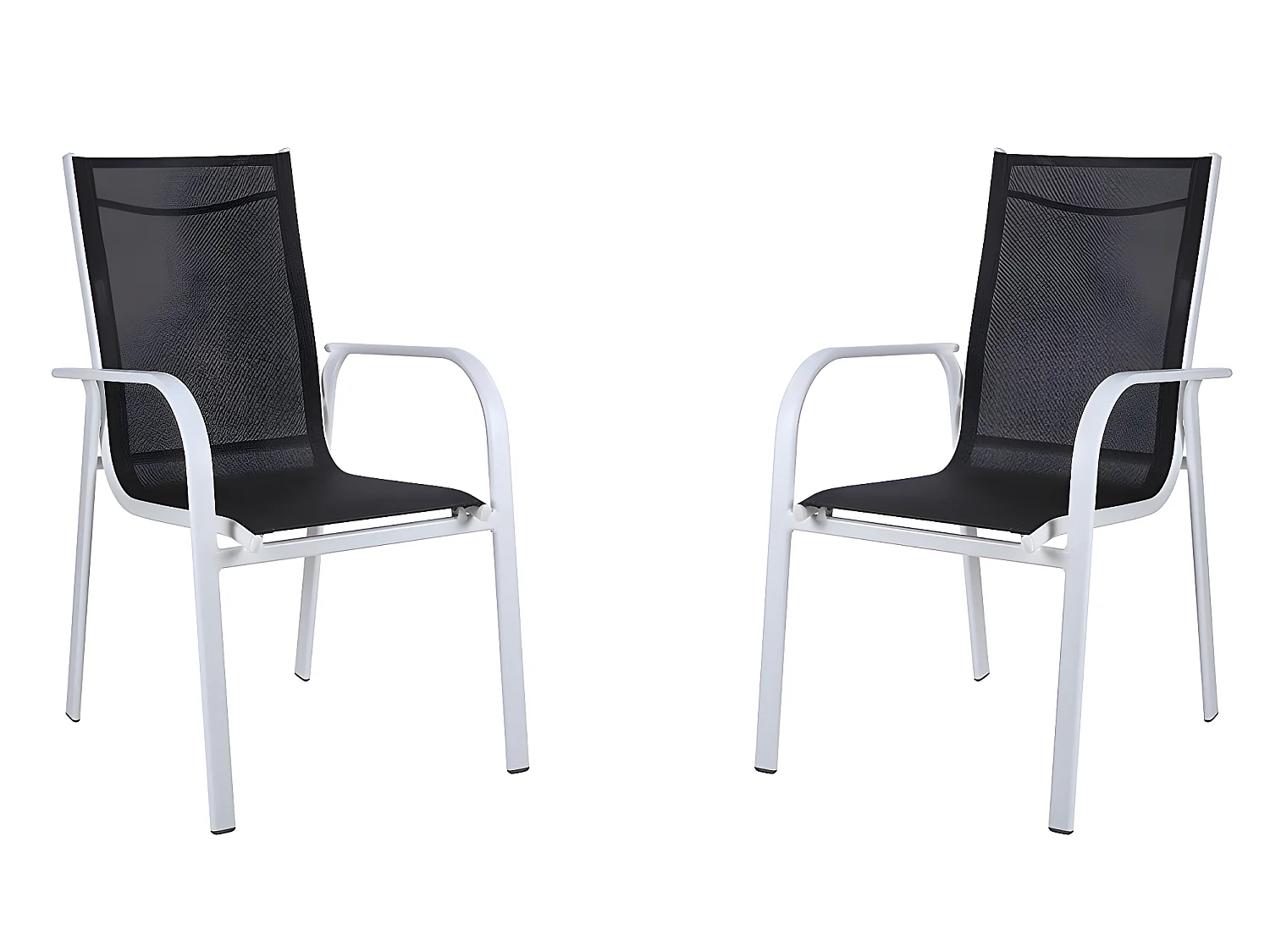 Chaise de jardin empilable en aluminium et textilène waterproof grise et blanche - LINOSA de MYLIA