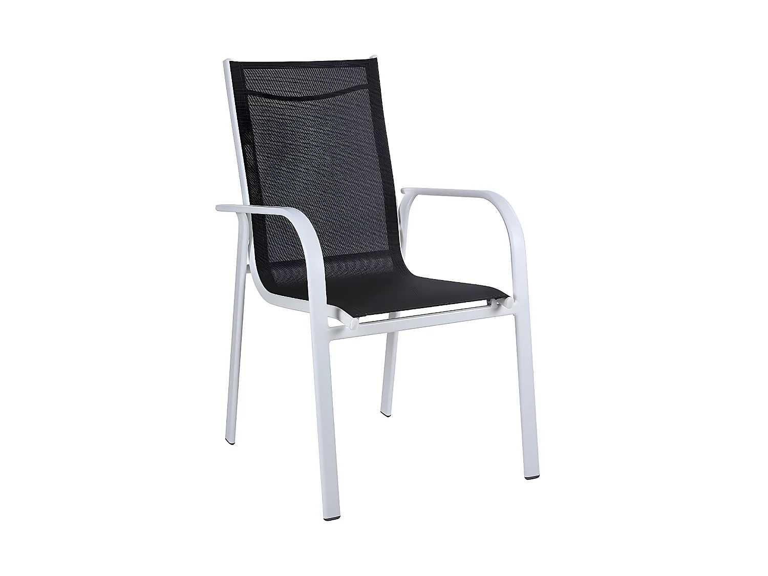 Chaise de jardin empilable en aluminium et textilène waterproof grise et blanche - LINOSA de MYLIA