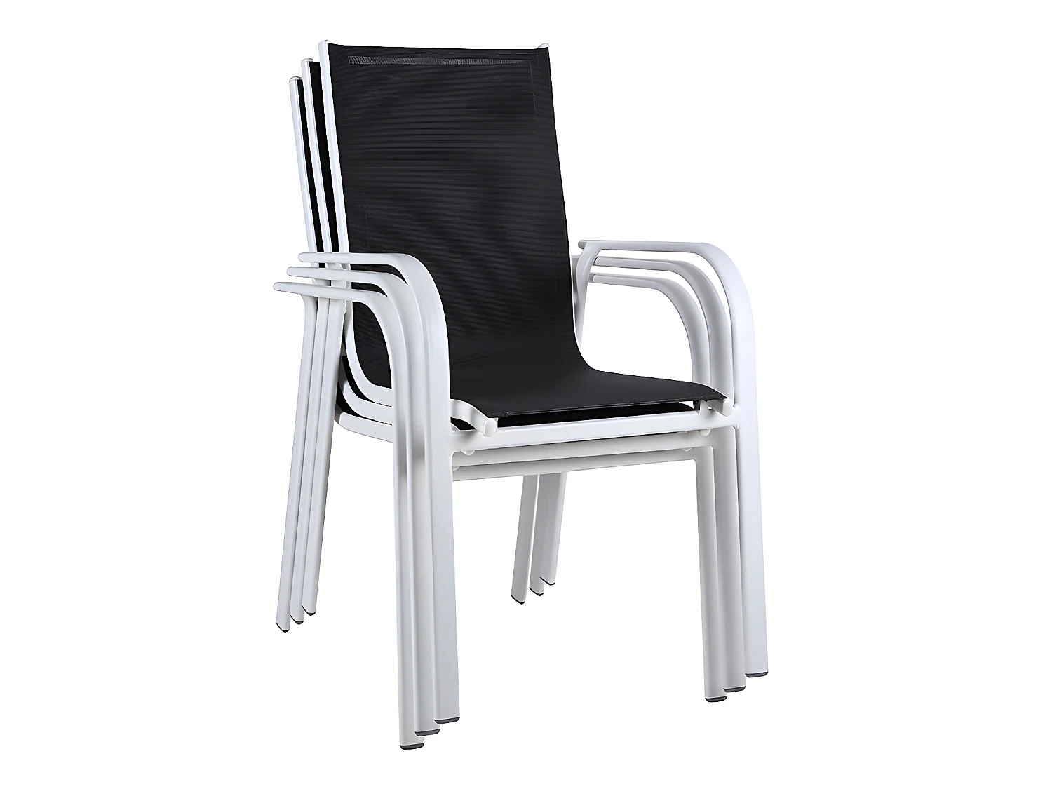 Chaise de jardin empilable en aluminium et textilène waterproof grise et blanche - LINOSA de MYLIA
