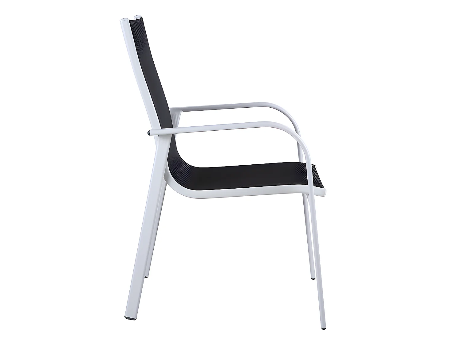 Chaise de jardin empilable en aluminium et textilène waterproof grise et blanche - LINOSA de MYLIA