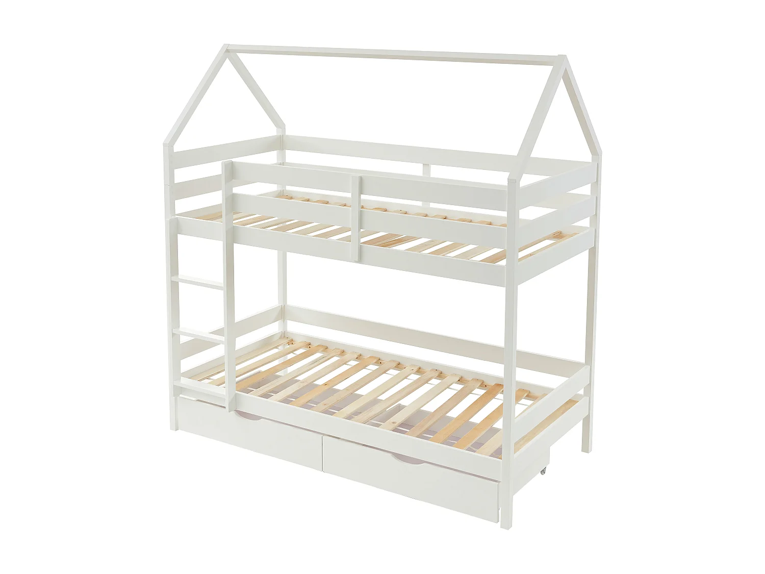 Beliche cabana de 2 x 90 x 190 cm com 2 gavetas em pinho cor branco - CHORI