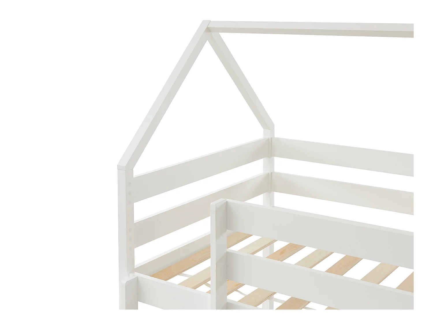 Lits superposés cabane 2 x 90 x 190 cm - 2 tiroirs - Pin - Blanc - CHORI