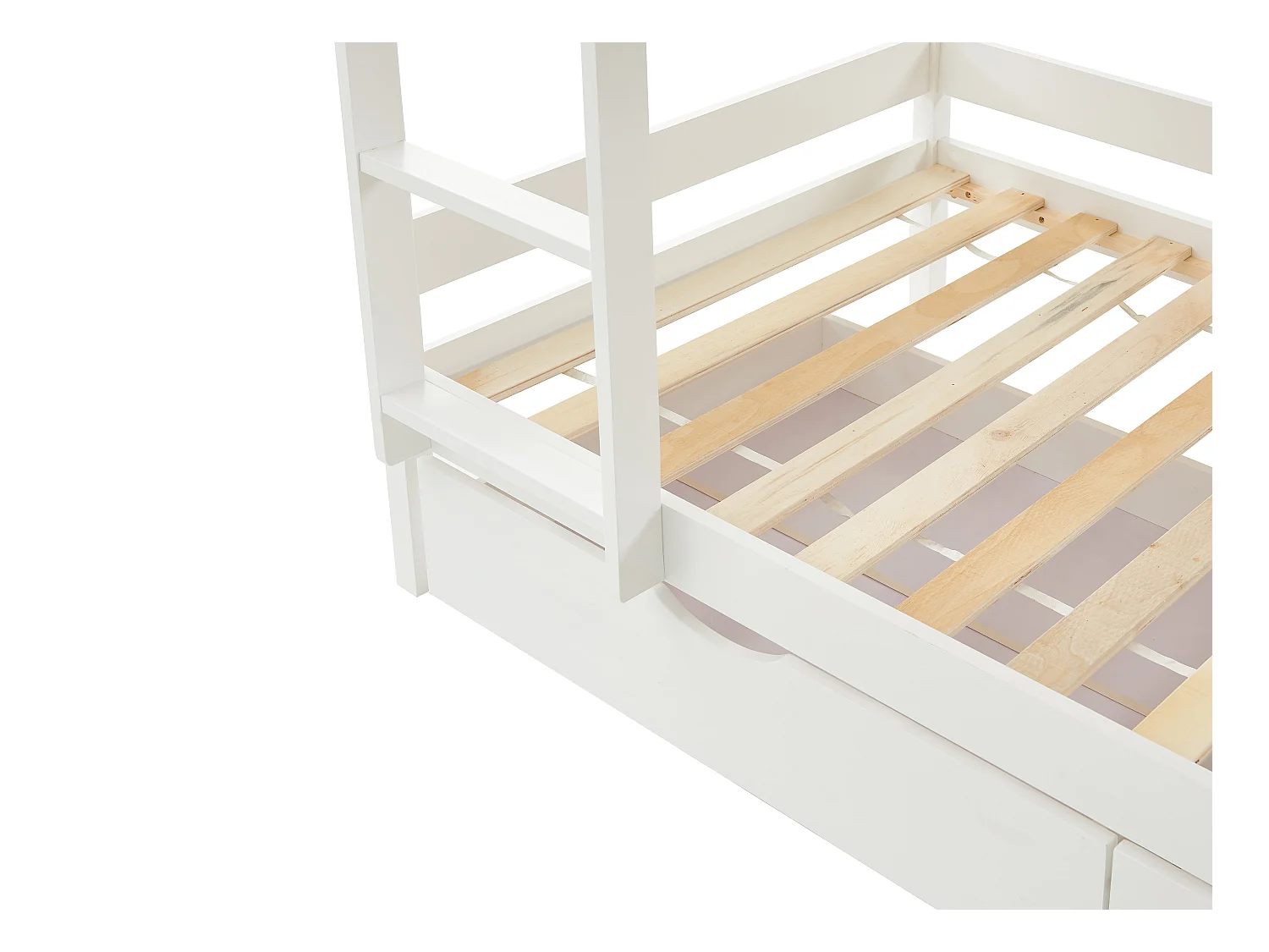 Lits superposés cabane 2 x 90 x 190 cm - 2 tiroirs - Pin - Blanc - CHORI
