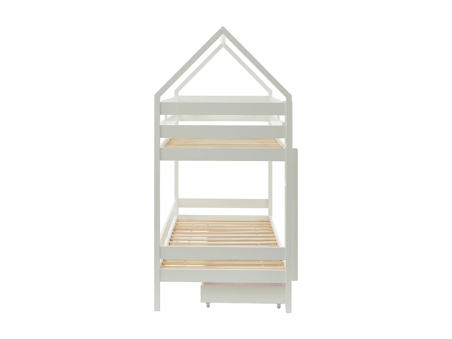 Lits superposés cabane 2 x 90 x 190 cm - 2 tiroirs - Pin - Blanc - CHORI