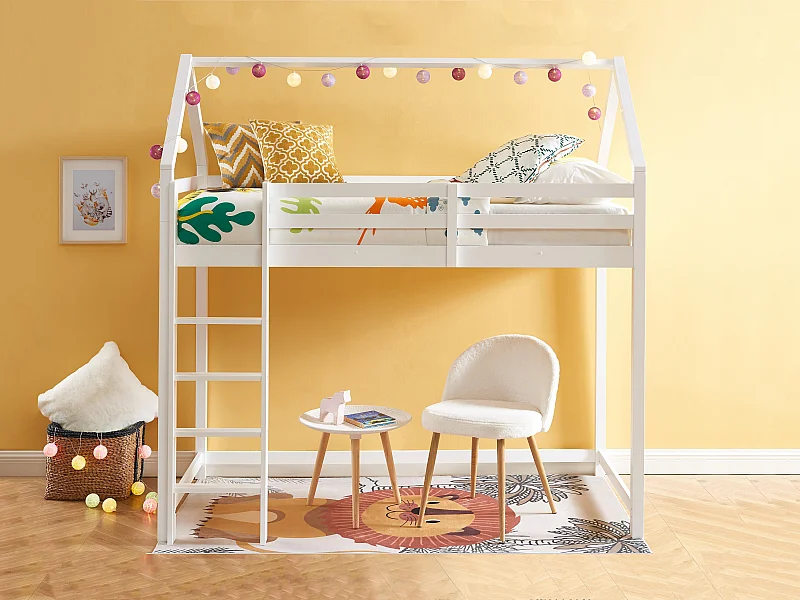 Vente-unique Letto LOUANE Con 2 Cassetti E Vano Portaoggetti, 90x190 Cm, Bianco. In Truciolato Melaminico, Made In Europe. Un Cassetto Si Trasforma In Tavolino! Perfetto Per Risparmiare Spazio.