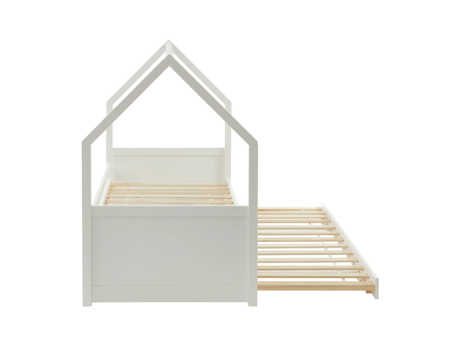 Cama nido cabaña 2 x 90 x 190 cm - Pino - Blanco - HURRA