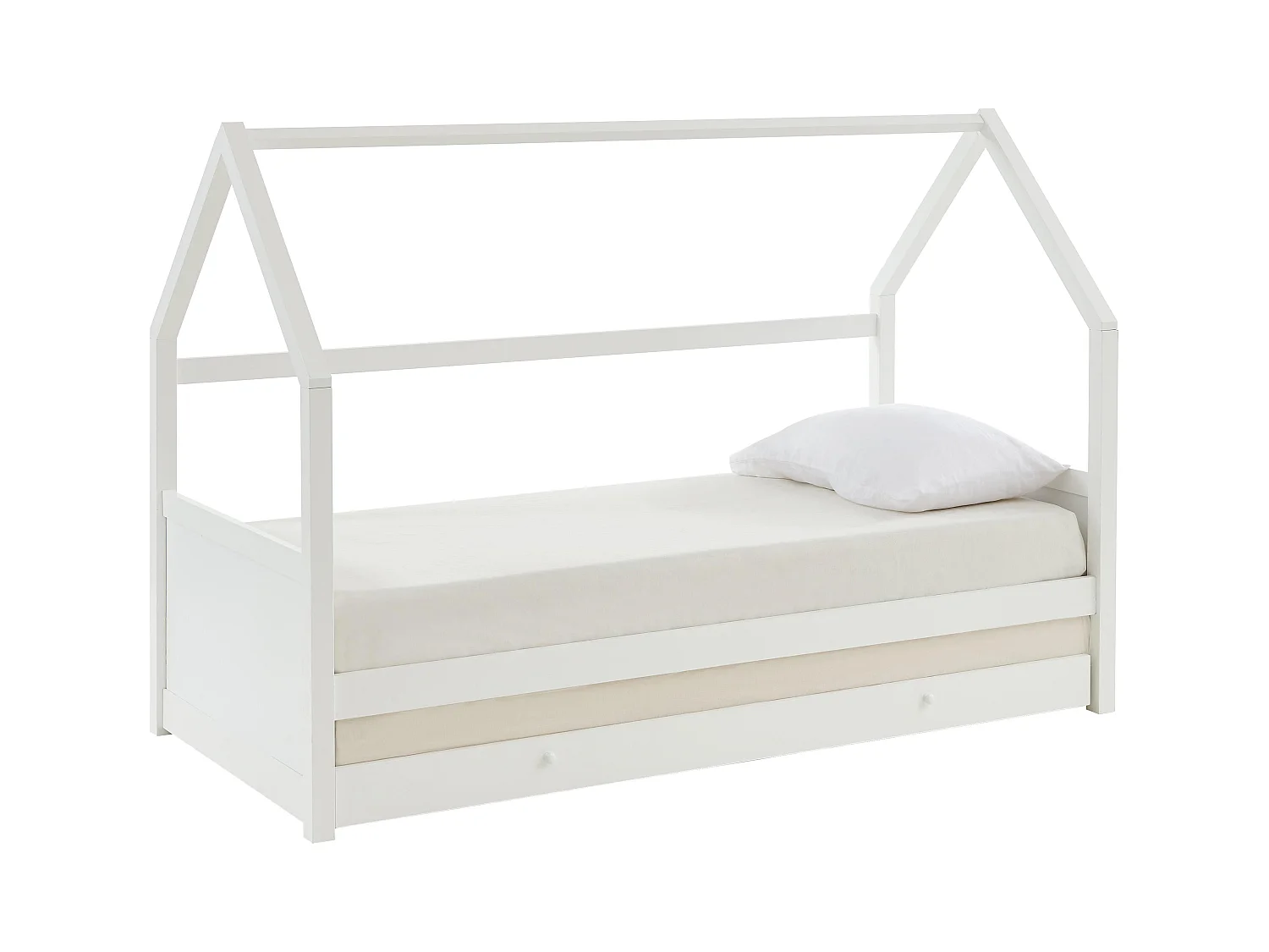 Cama nido cabaña 2 x 90 x 190 cm - Pino - Blanco - HURRA