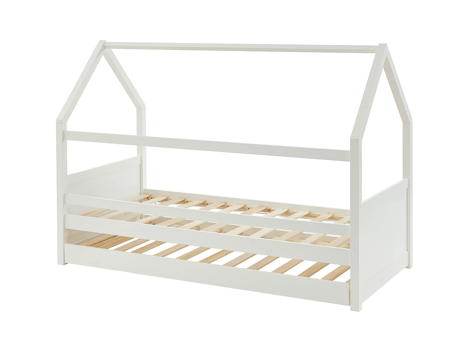Cama nido cabaña 2 x 90 x 190 cm - Pino - Blanco - HURRA