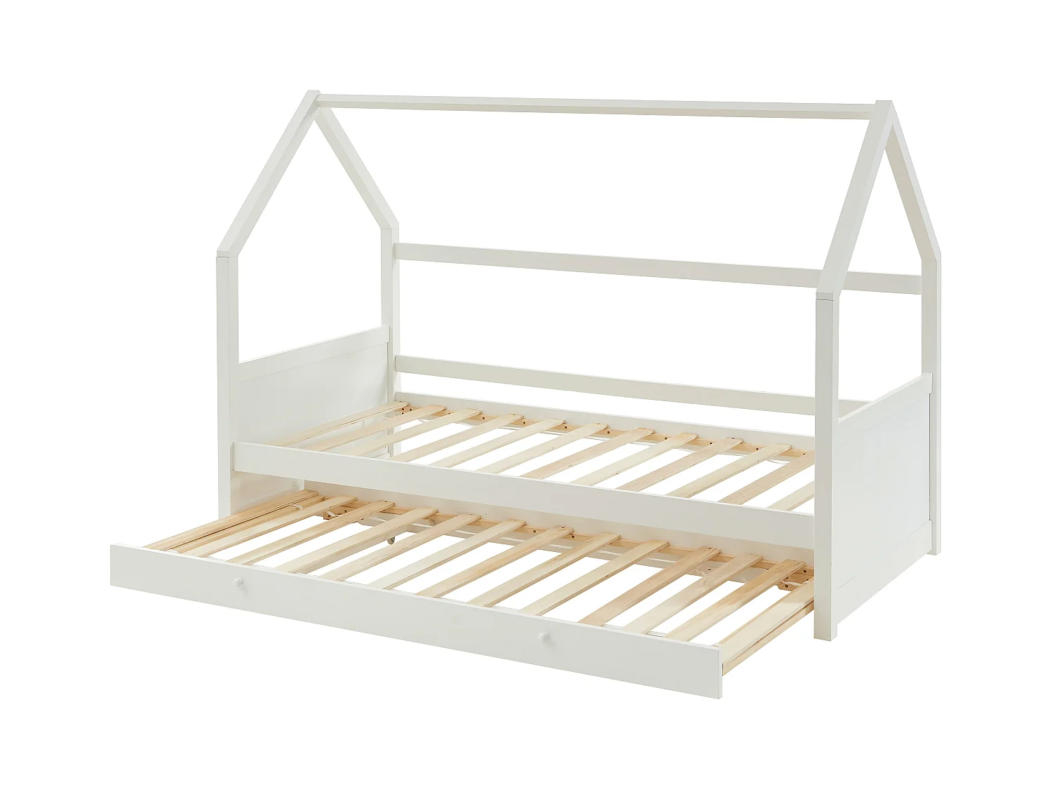 Cama nido cabaña 2 x 90 x 190 cm - Pino - Blanco - HURRA