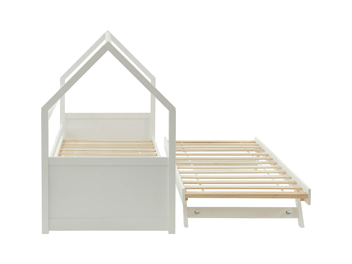 Cama nido cabaña 2 x 90 x 190 cm - Pino - Blanco - HURRA