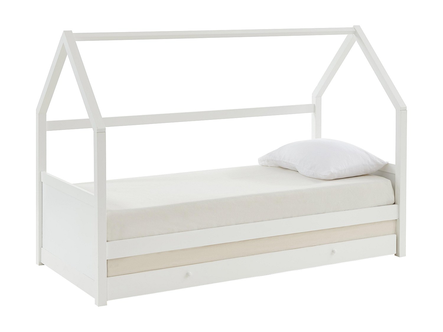 Ausziehbett Hausbett - Kiefernholz - 2 x 90 x 190 cm - Weiß - HURRA günstig online kaufen