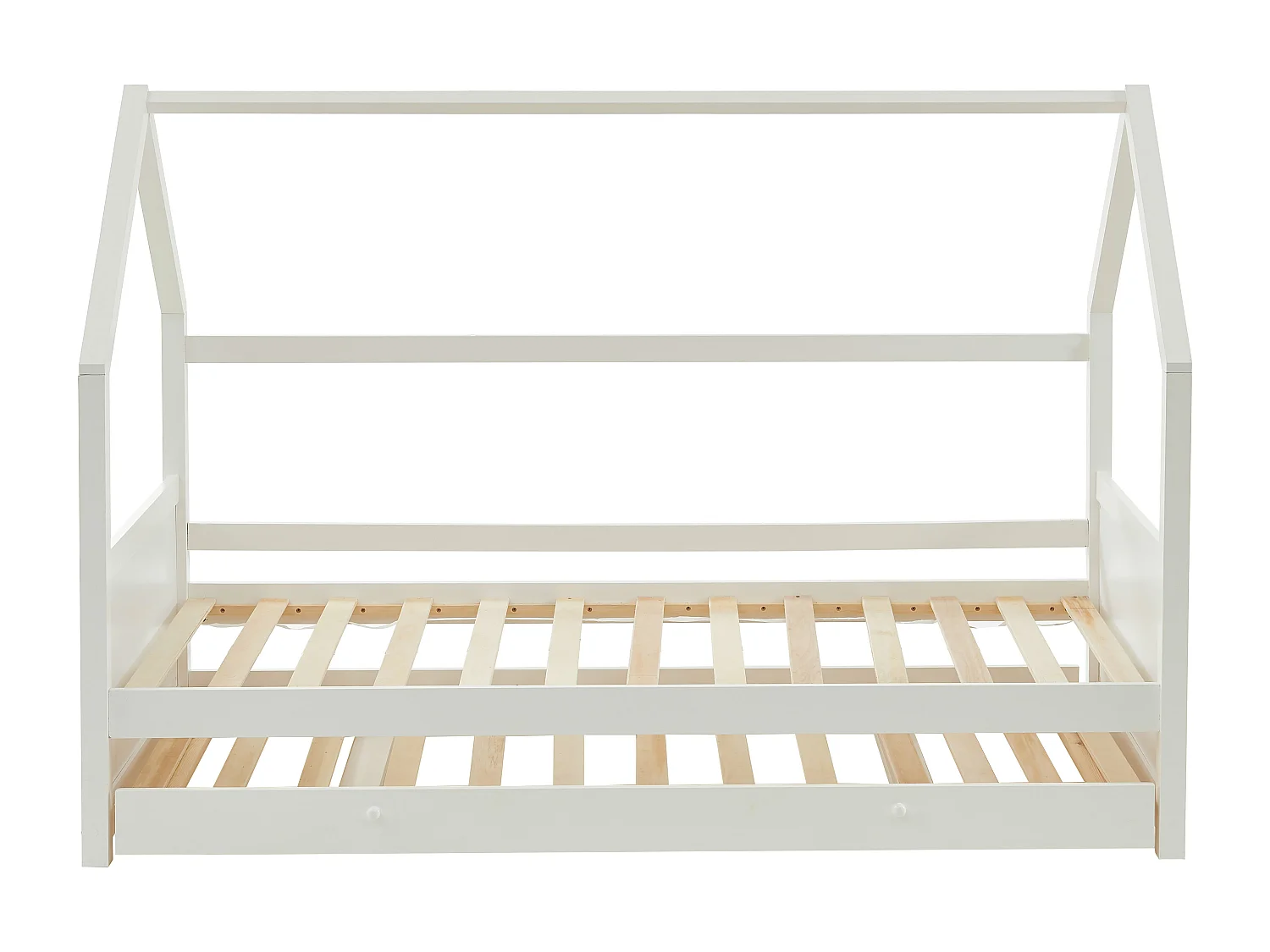 Lit gigogne cabane 2 x 90 x 190 cm - Pin - Blanc - HURRA