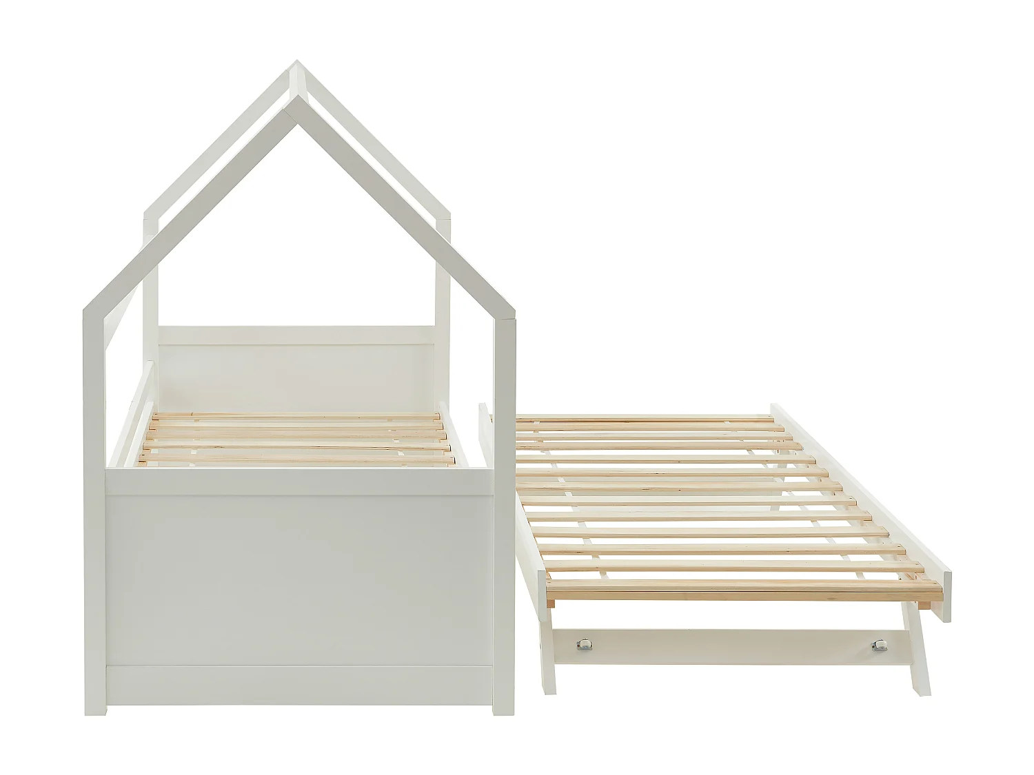 Lit gigogne cabane 2 x 90 x 190 cm - Pin - Blanc - HURRA