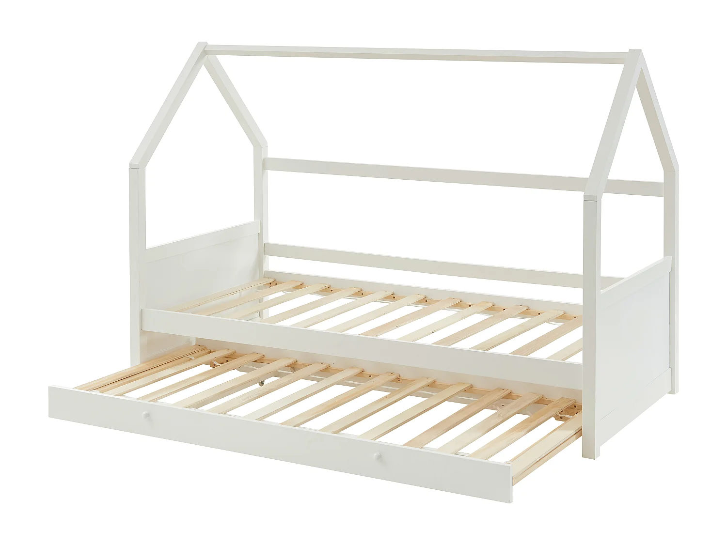 Lit gigogne cabane 2 x 90 x 190 cm - Pin - Blanc - HURRA