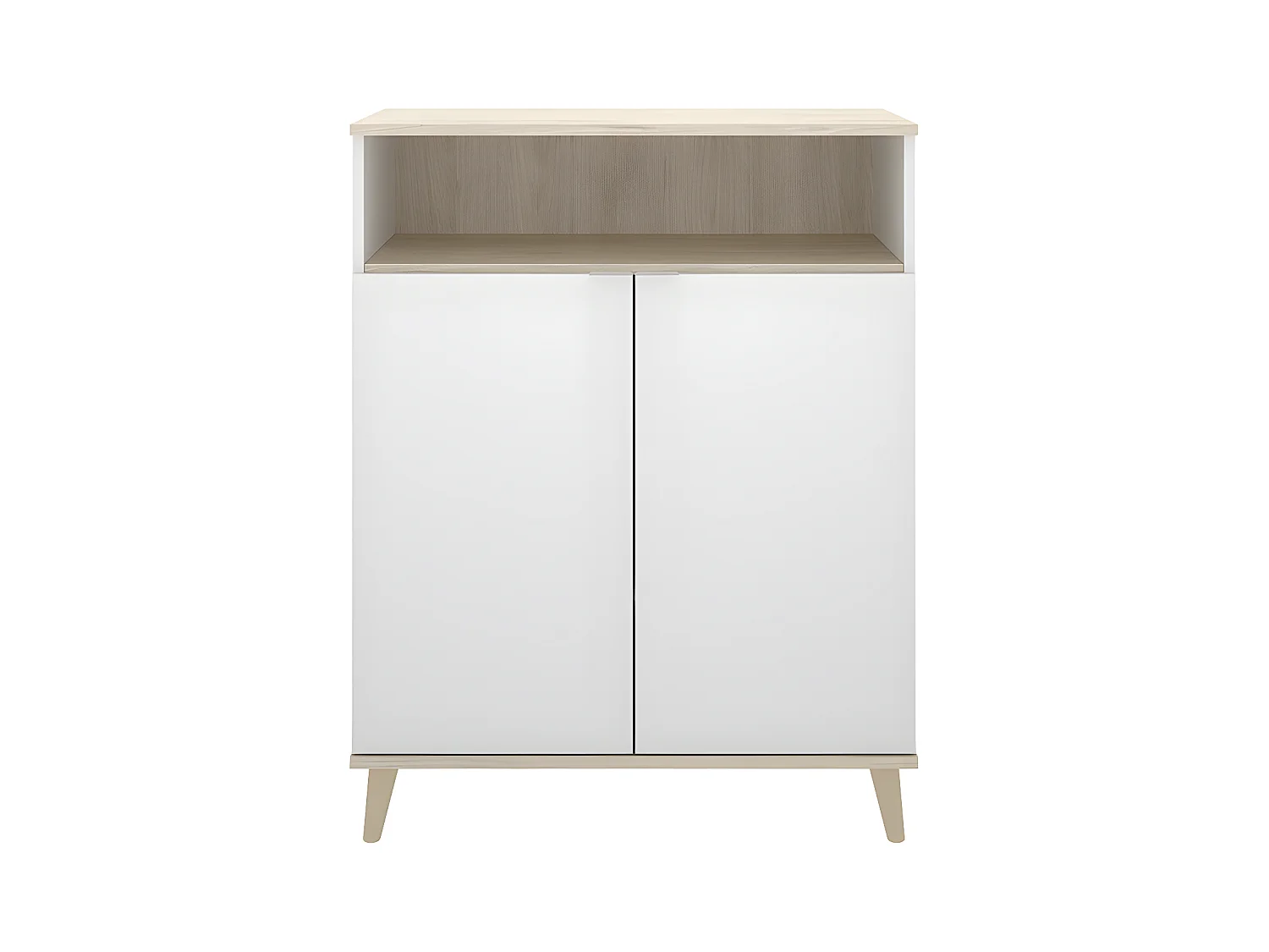 Küchenschrank mit 2 Türen & 1 Ablage - Weiß & Eichefarben - WAJDI