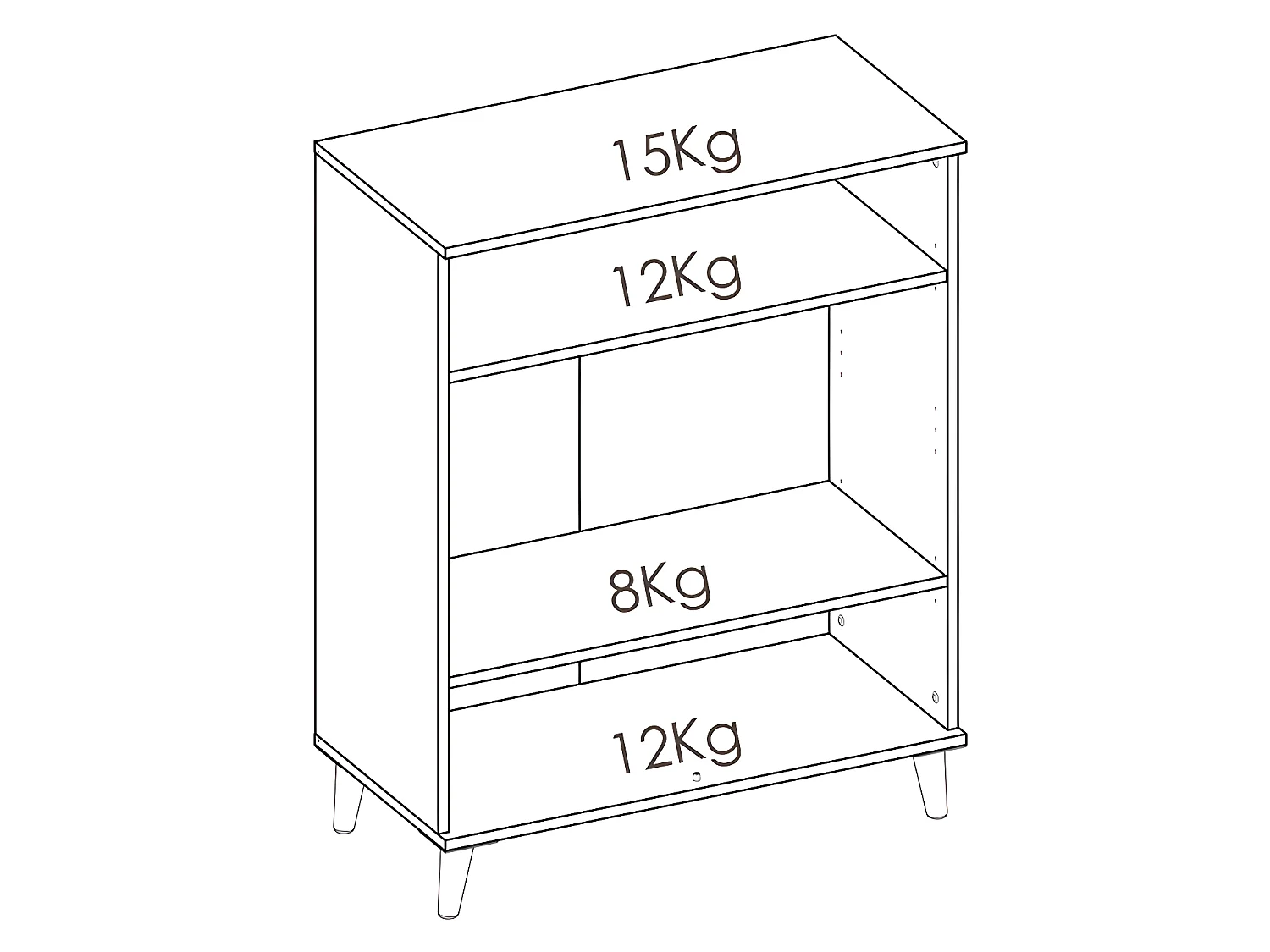 Köksbänk WAJDI - 2 dörrar och 1 nisch - Vit och ek