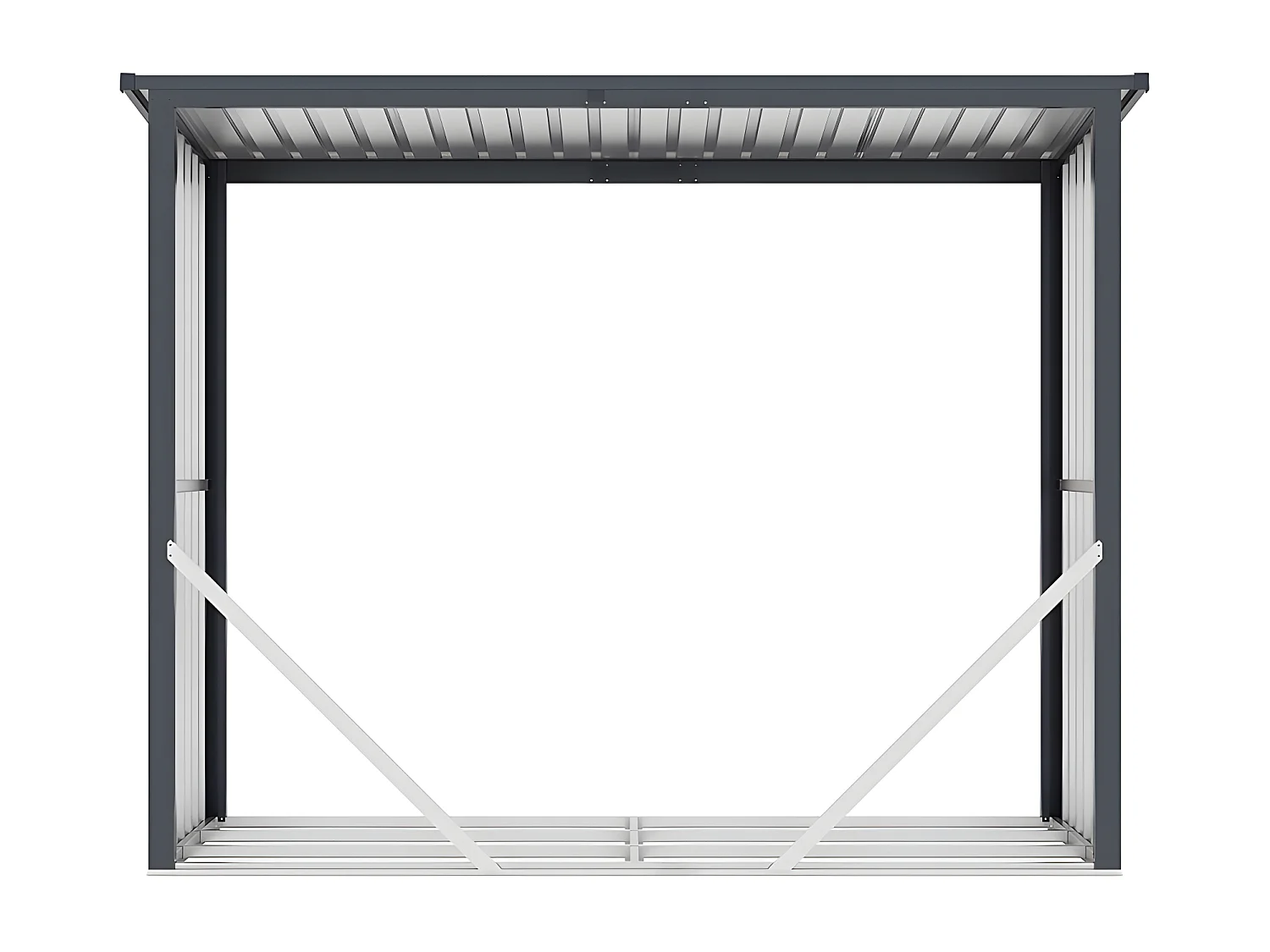 Abri bûches métal en acier galvanisé effet bois 3,27 m3 - 4 stères - L242 x P89 x H190 cm - WINWOOD