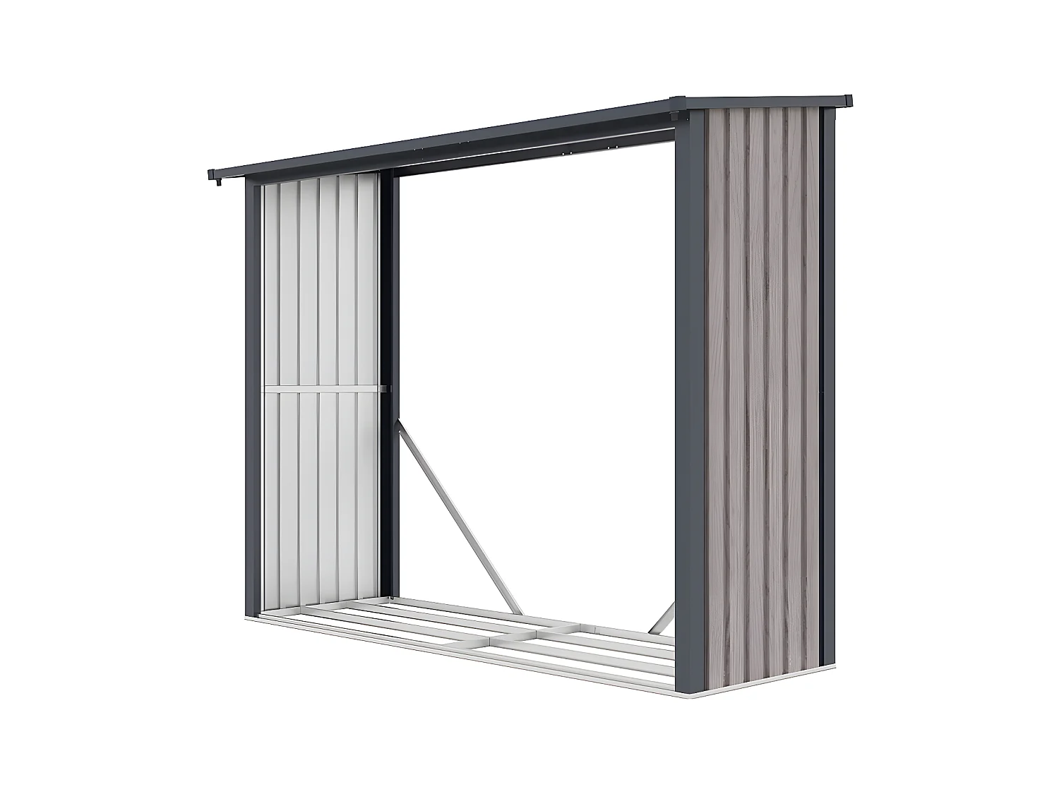 Cobertizo para leña de acero galvanizado efecto madera 4,9 estéreos - 4,1 m3 WINWOOD - Ancho 242 x Prof. 89 x Alt. 190 cm