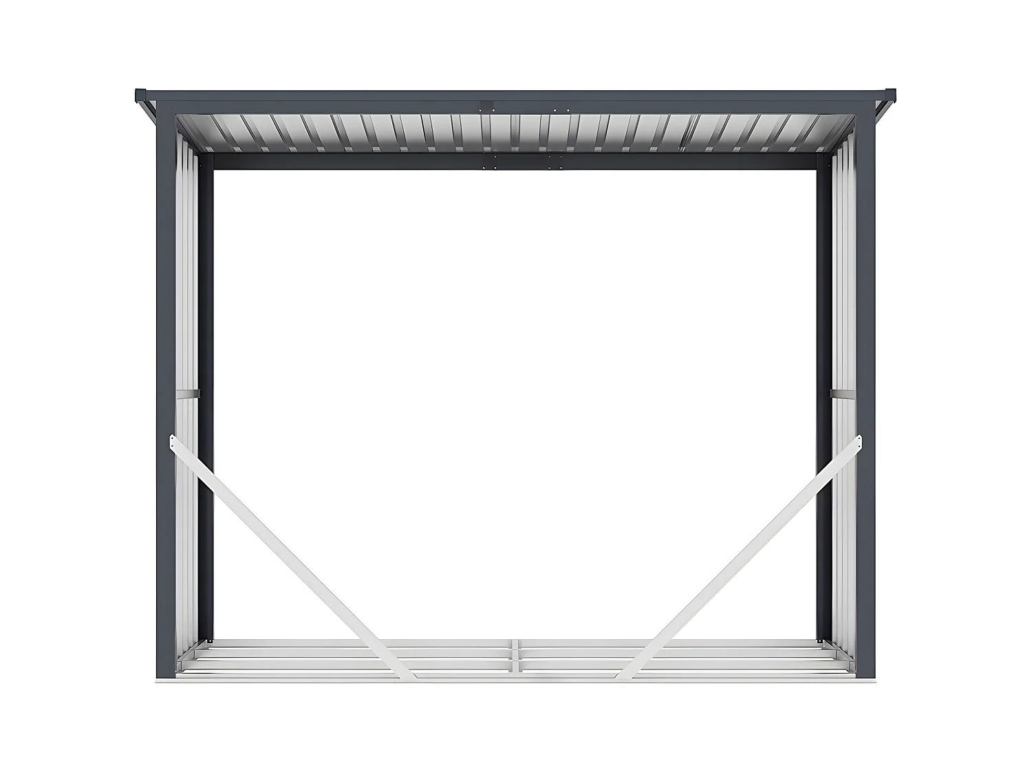 Cobertizo para leña de acero galvanizado efecto madera 4,9 estéreos - 4,1 m3 WINWOOD - Ancho 242 x Prof. 89 x Alt. 190 cm