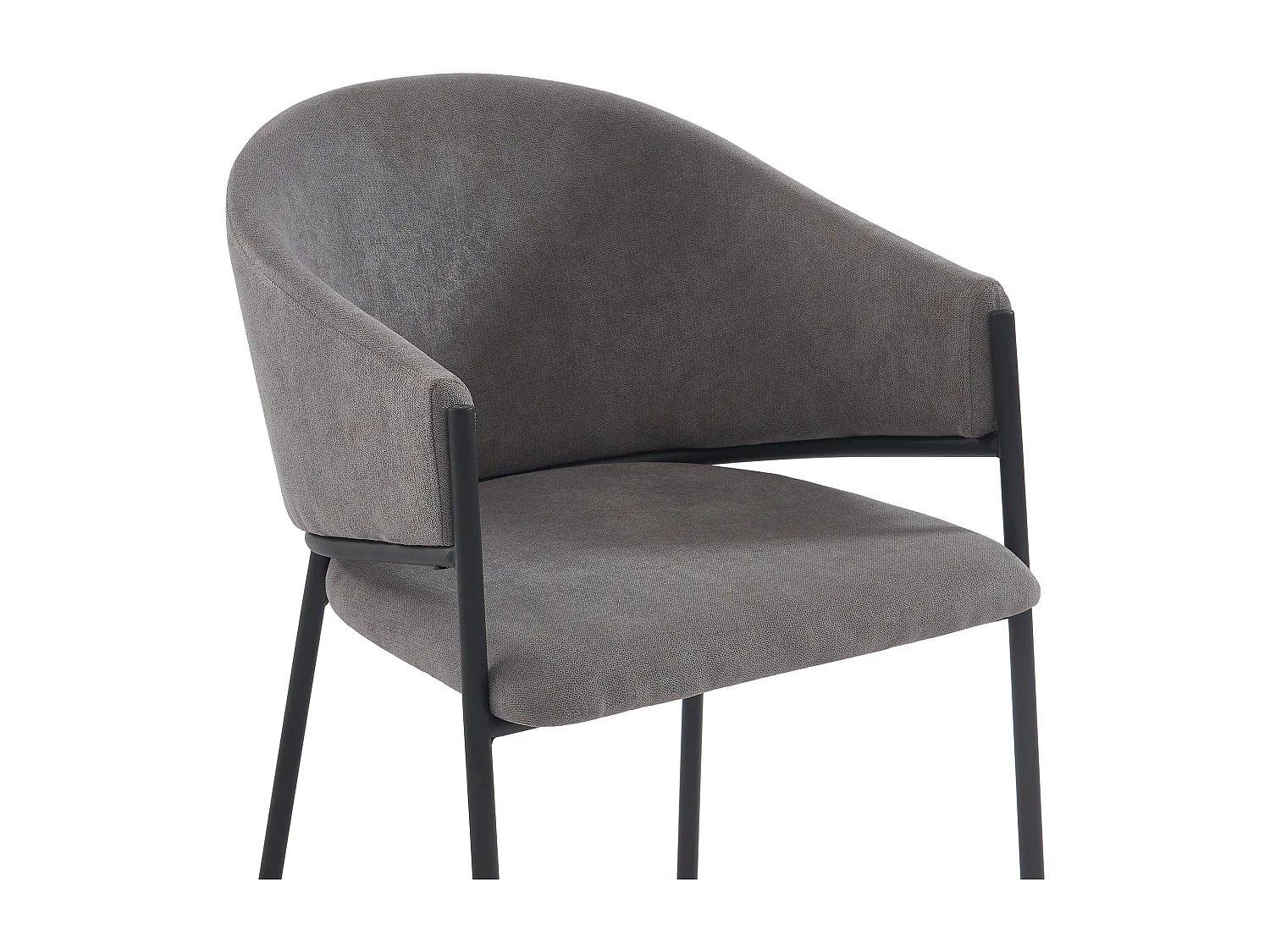 Lot de 2 chaises avec accoudoirs en tissu et métal noir - Gris - ORDIDA de Pascal MORABITO