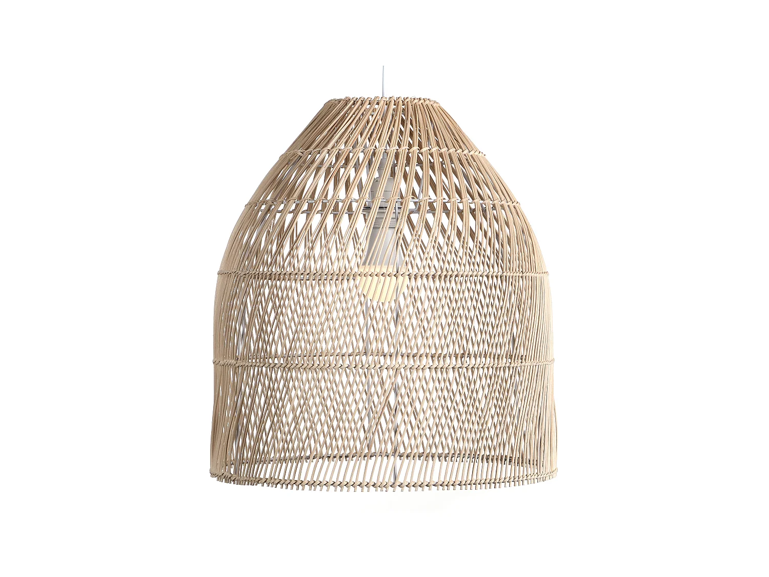 Suspension en métal et rotin style ethnique - D. 40 x H. 120 cm - Naturel - PARNAIBA