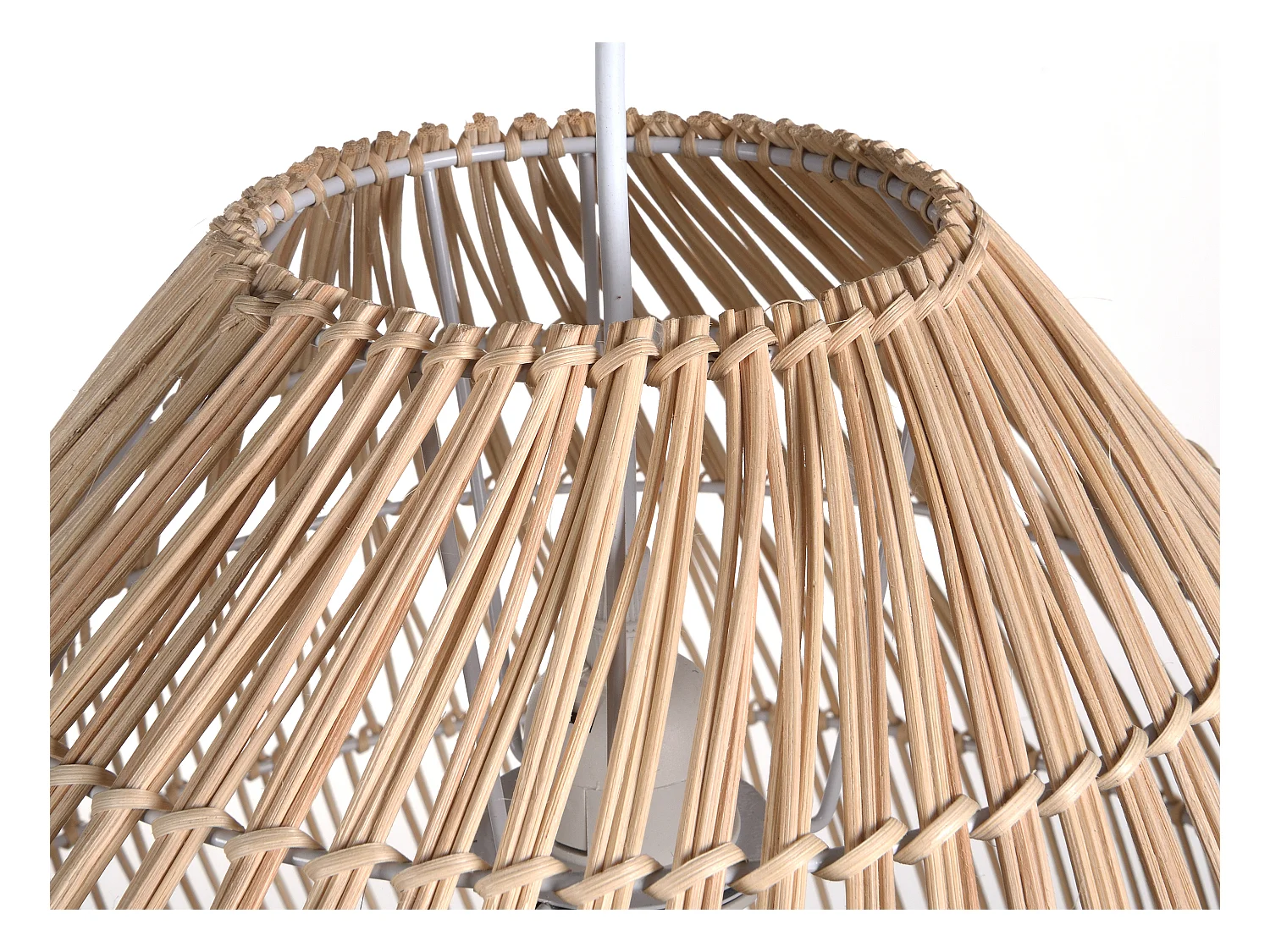 Suspension en métal et rotin style ethnique - D. 40 x H. 120 cm - Naturel - PARNAIBA