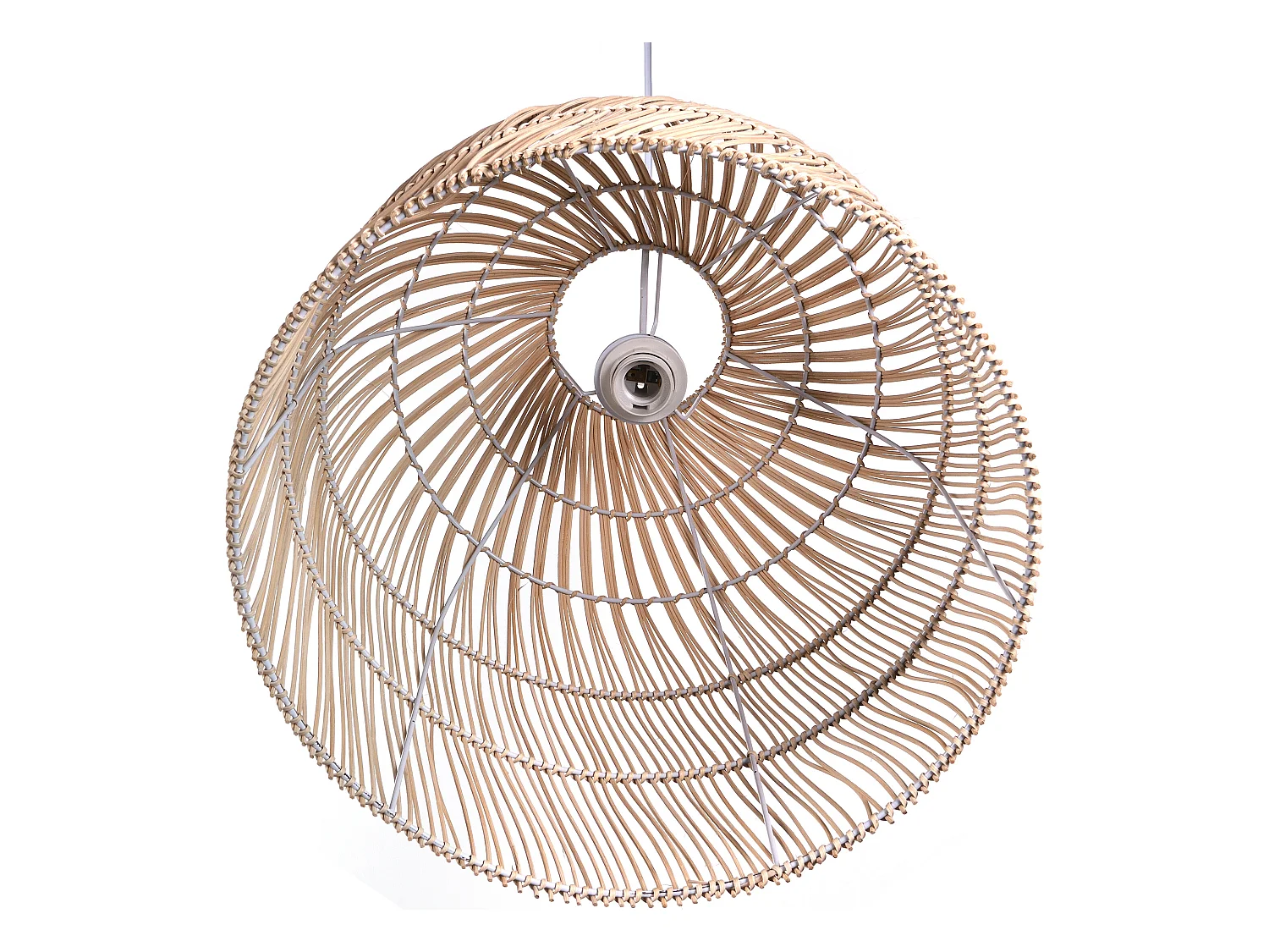 Suspension en métal et rotin style ethnique - D. 40 x H. 120 cm - Naturel - PARNAIBA