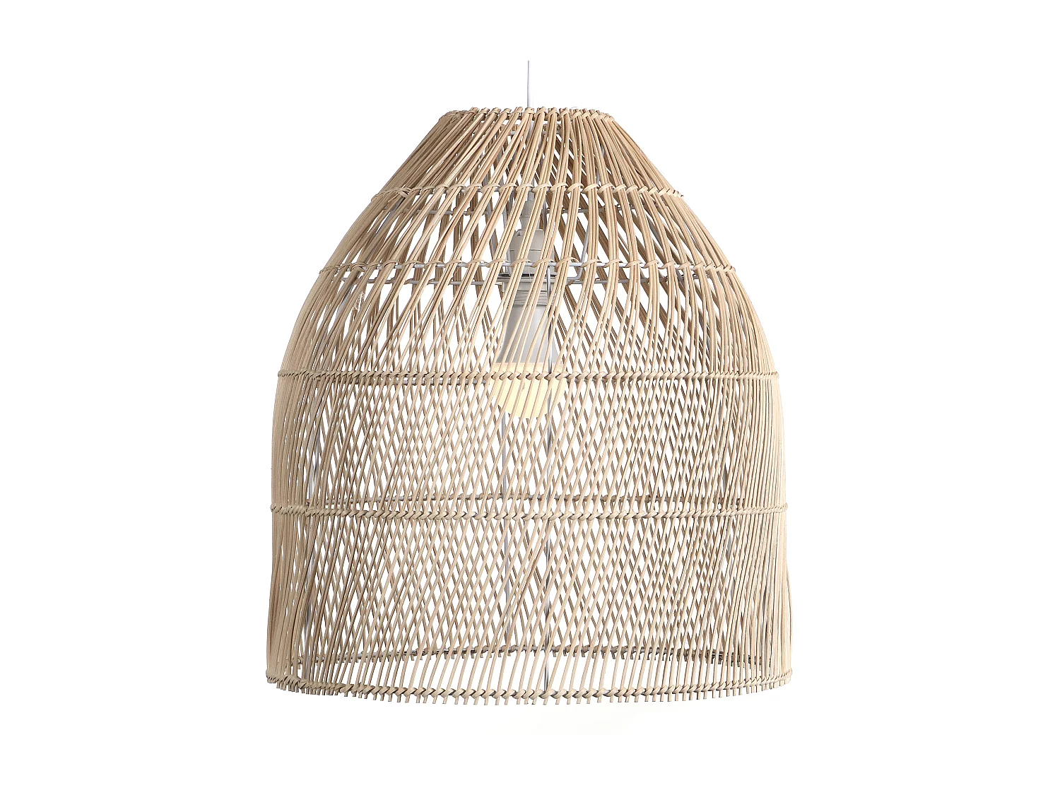 Suspension en métal et rotin style ethnique - D. 40 x H. 120 cm - Naturel - PARNAIBA