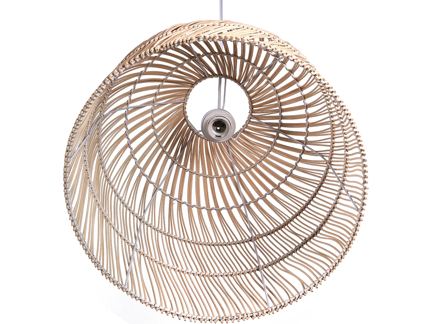 Suspension en métal et rotin style ethnique - D. 40 x H. 120 cm - Naturel - PARNAIBA