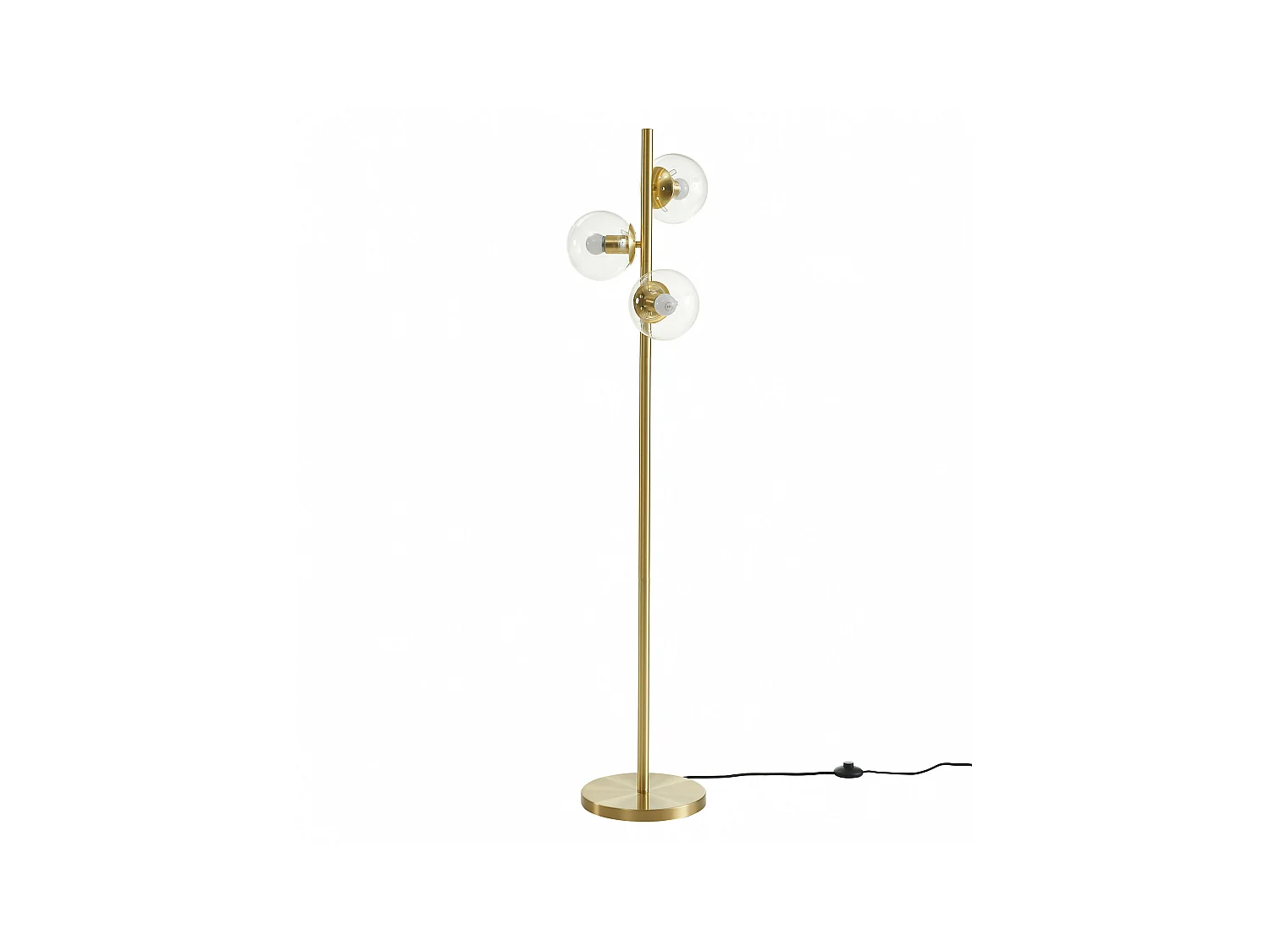 Lámpara de latón pulido y 3 globos de cristal vintage - Alt. 148 cm - YUKON