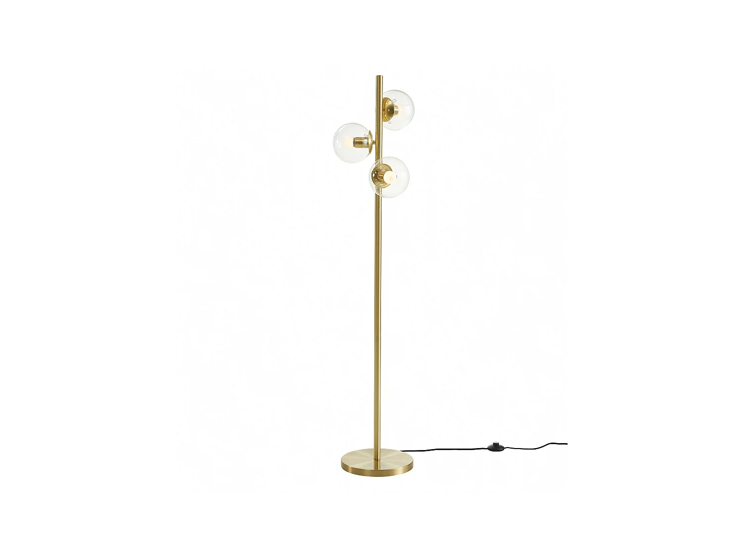 Lámpara de latón pulido y 3 globos de cristal vintage - Alt. 148 cm - YUKON