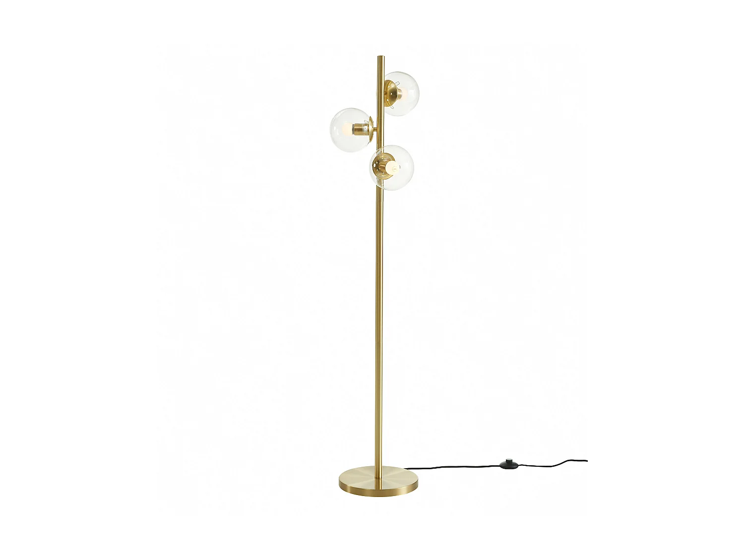 Lampadaire en laiton brossé et 3 globes en verre - L. 32 x H. 148 cm -Doré - YUKON