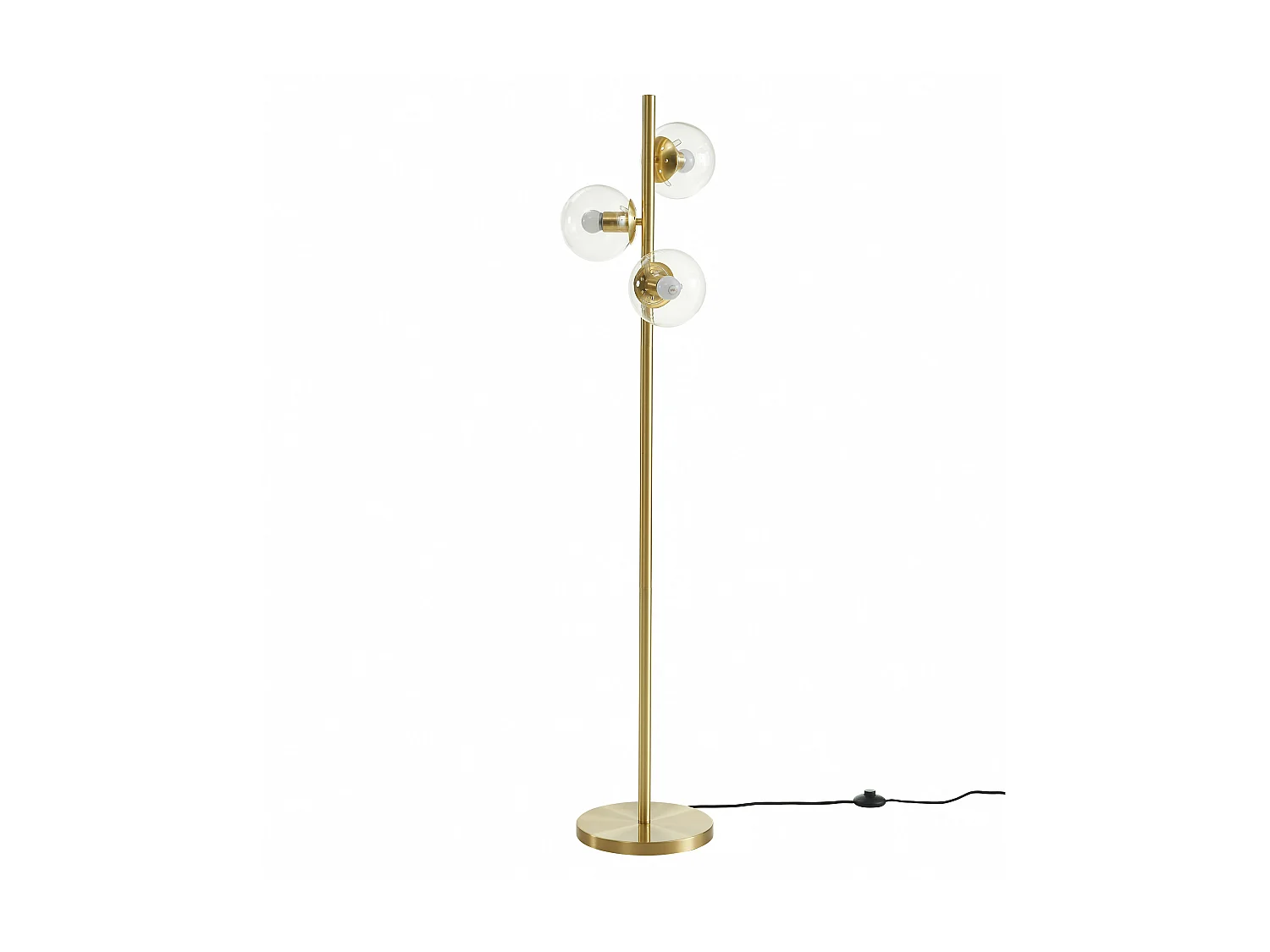 Lampadaire en laiton brossé et 3 globes en verre - L. 32 x H. 148 cm -Doré - YUKON