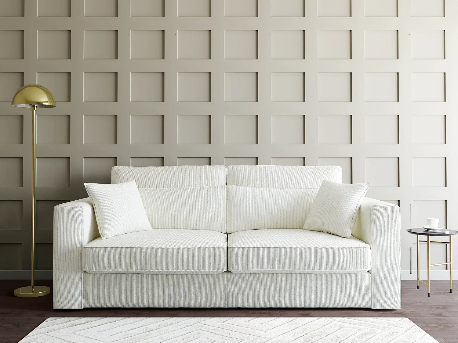 Lampadaire vintage effet laiton - D. 30 x H. 149 cm - Doré -  ONTARIO