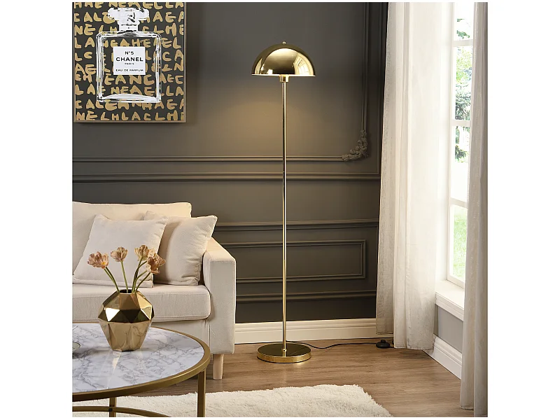 Candeeiro de pé vintage efeito latão de D.30 x A.149 cm cor dourado - ONTARIO