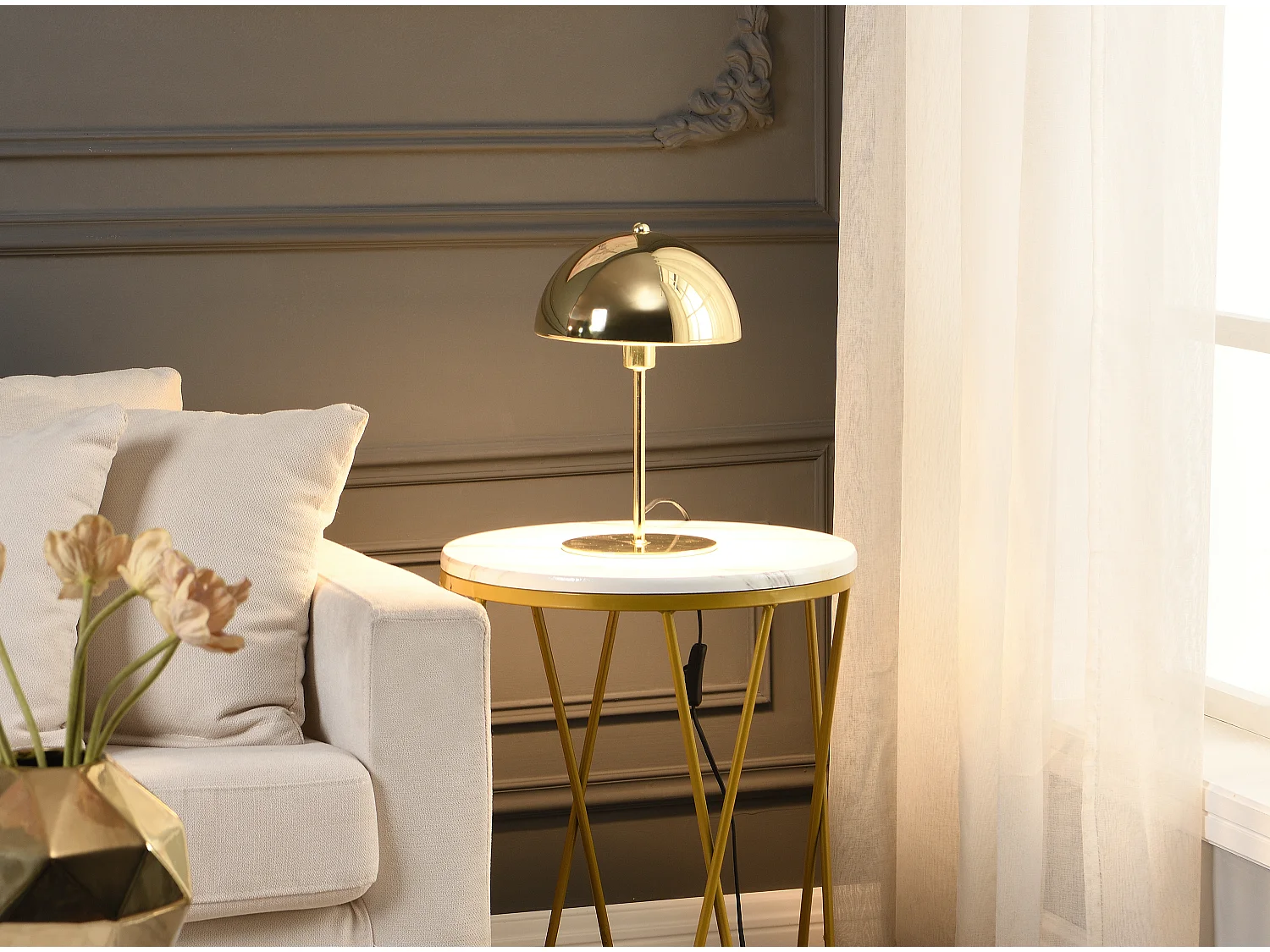 Pilzlampe Vintage - 20 x 30 cm - Goldfarben - ONTARIO