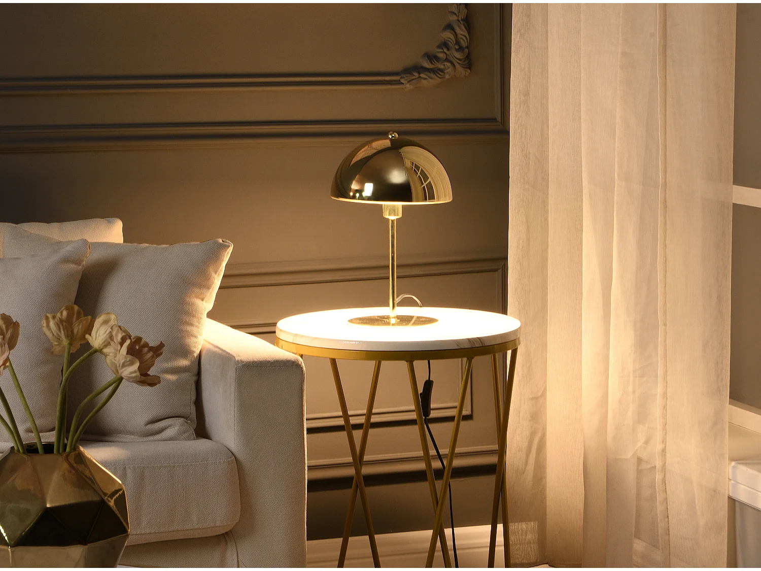 Pilzlampe Vintage - 20 x 30 cm - Goldfarben - ONTARIO