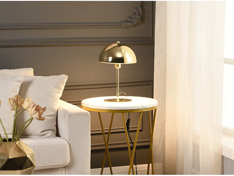 Lampada da tavolo a fungo D.20 x H.30 cm Effetto Ottone Dorato Vintage - ONTARIO