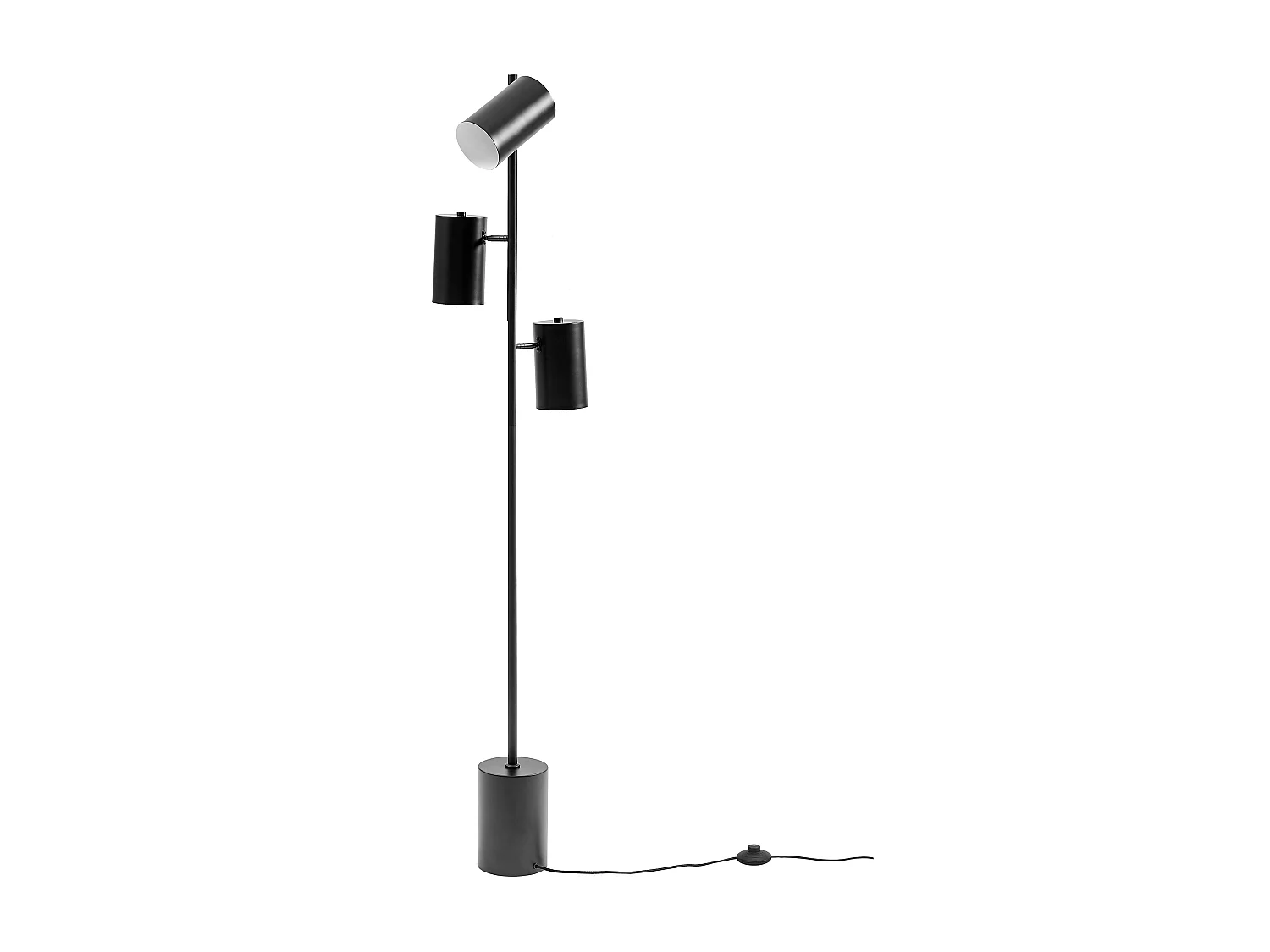 Industrialna metalowa lampa podłogowa - 3 klosze - wys. 155 cm - Czarna - KINLEY