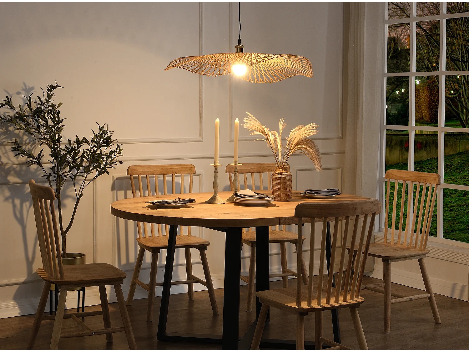 Suspension en bambou - D.80 x H.120 cm - Naturel clair - JURUA