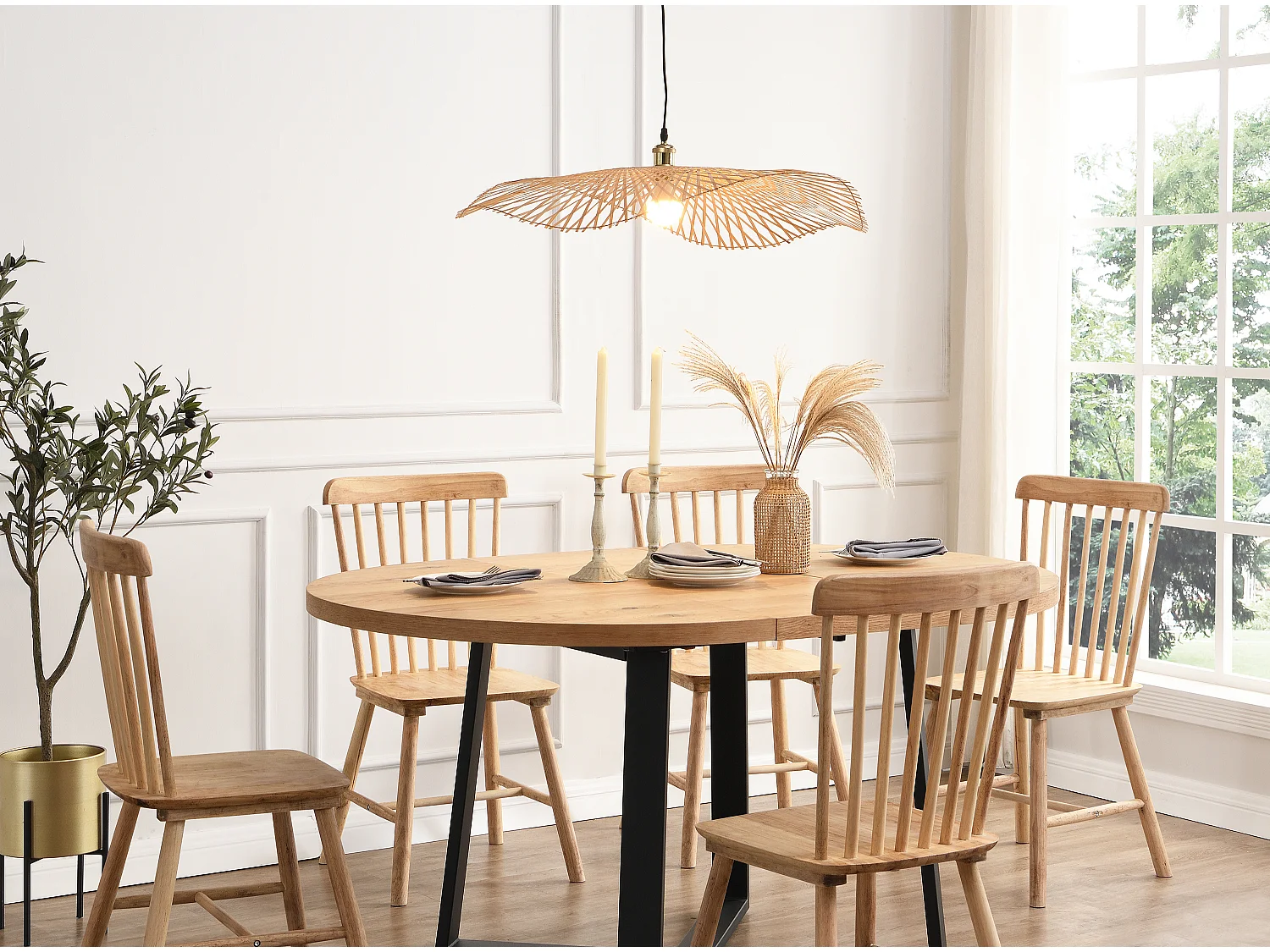 Suspension en bambou - D.80 x H.120 cm - Naturel clair - JURUA