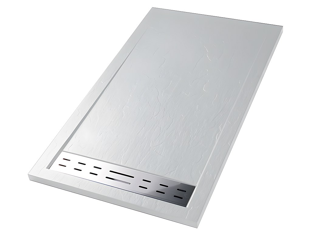 Duschwanne mit Siphon LYROS - 1600x800x40 mm - Weiß