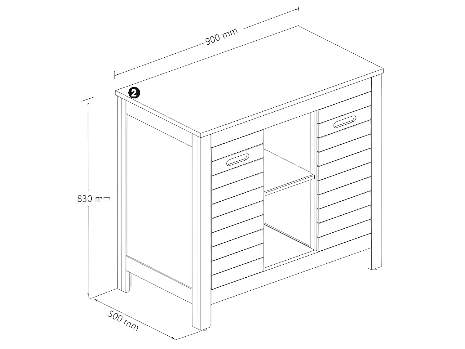 Szafka pod umywalkę z drewna akacjowego - 90 cm - PULUKAN